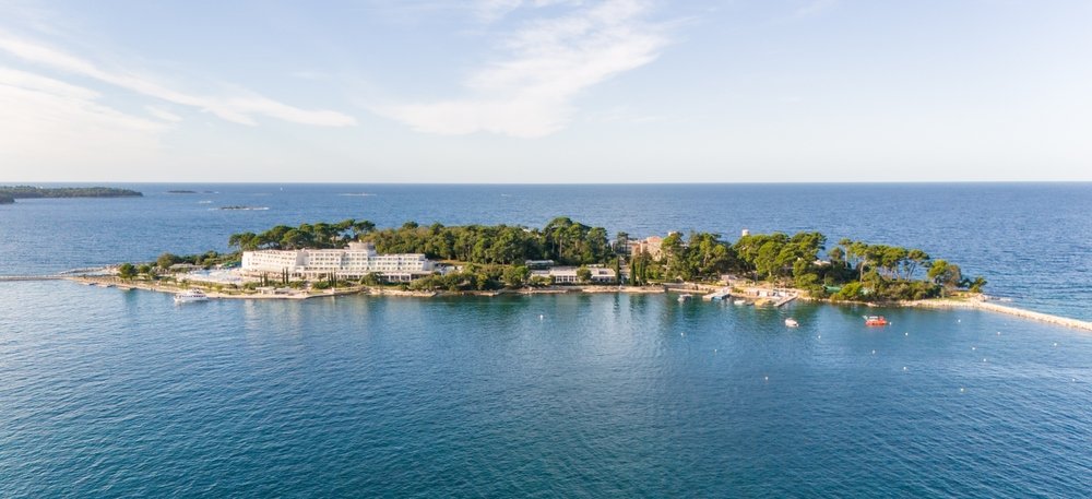 Aerial view of Sv. Nikola Island near Poreč, Croatia